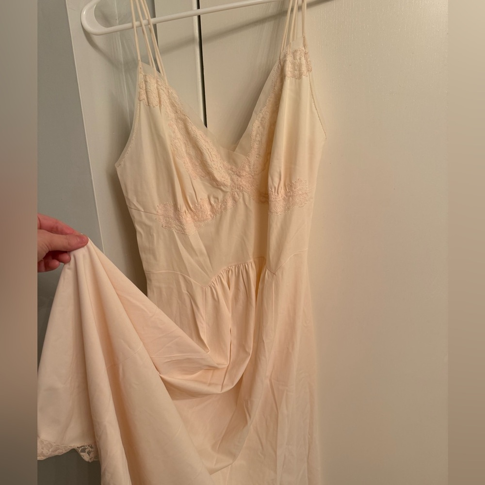 Vintage Cream Lace-Trim Slip Dress - Women's Intimates